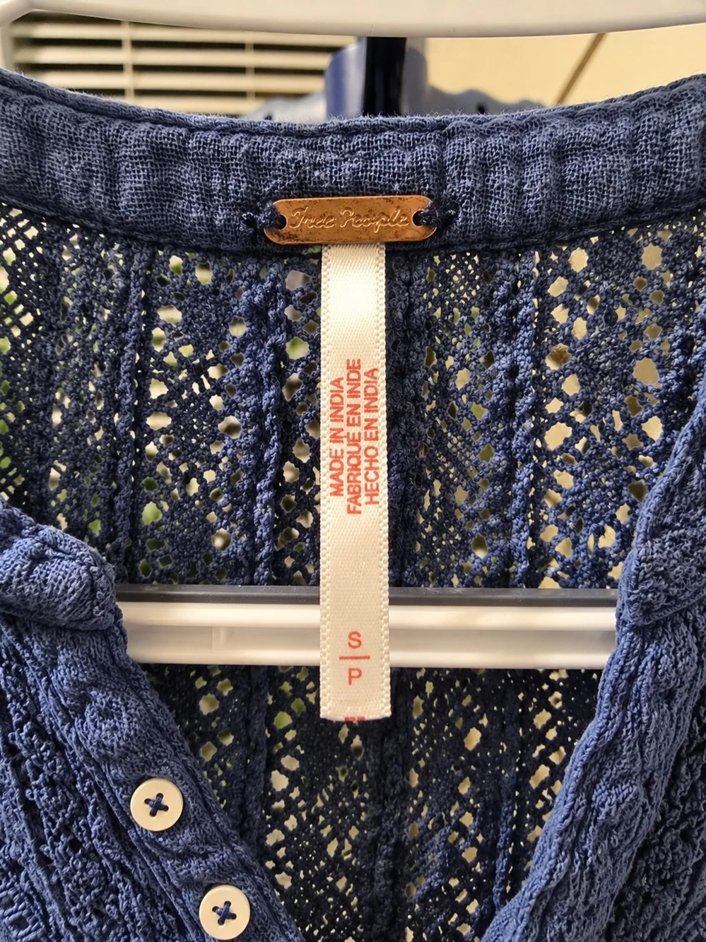 Free People Indigo Blue Gauze Ruffle Tunic